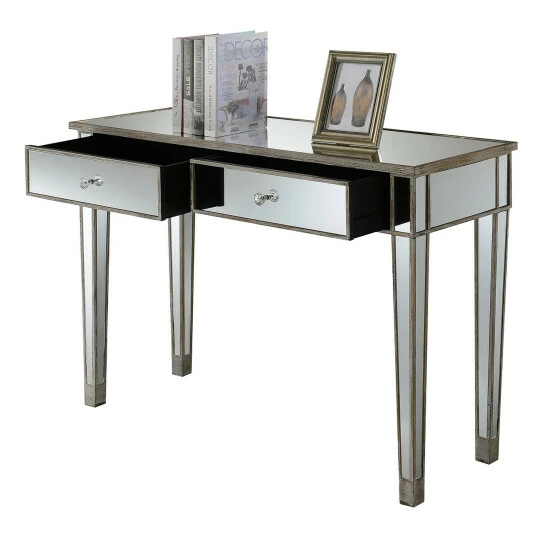 Flash Sale ๐ Silver Orchid Talmadge Mirrored 2 Drawer Desk/Console Table Weathered Gray ๐ - Image 5