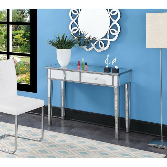Flash Sale ๐ Silver Orchid Talmadge Mirrored 2 Drawer Desk/Console Table Weathered Gray ๐ - Image 7