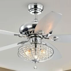 Best Sale 🎁 Silver Orchid McAvoy Chrome 5 Blade Ceiling Fan 🌟