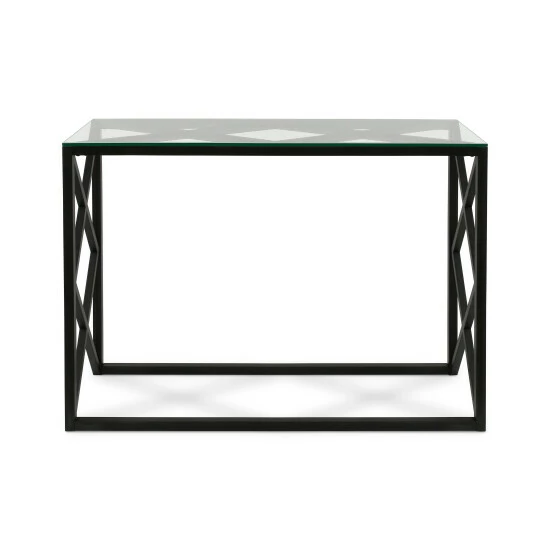 Promo ๐ฏ Silver Orchid Stifter Geometric X-base Metal/Glass Console Table Blackened Bronze โ - Image 3