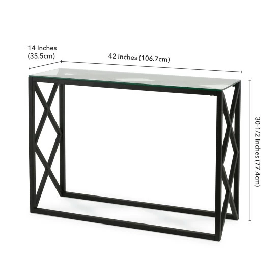 Promo ๐ฏ Silver Orchid Stifter Geometric X-base Metal/Glass Console Table Blackened Bronze โ - Image 5
