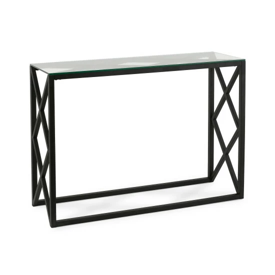 Promo ๐ฏ Silver Orchid Stifter Geometric X-base Metal/Glass Console Table Blackened Bronze โ - Image 7