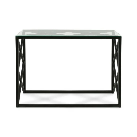 Promo ๐ฏ Silver Orchid Stifter Geometric X-base Metal/Glass Console Table Blackened Bronze โ - Image 8