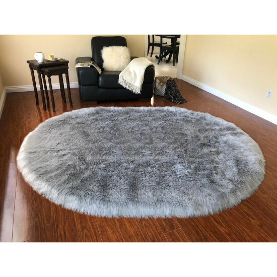 New ๐ Silver Orchid Nansen Faux Sheepskin Oval Shape Shag Area Rug Camel ๐ 3 New ๐ Silver Orchid Nansen Faux Sheepskin Oval Shape Shag Area Rug Camel ๐