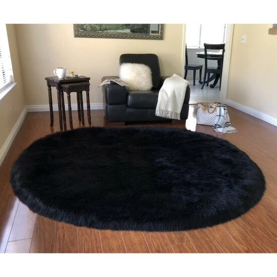 New ๐ Silver Orchid Nansen Faux Sheepskin Oval Shape Shag Area Rug Camel ๐ 5 New ๐ Silver Orchid Nansen Faux Sheepskin Oval Shape Shag Area Rug Camel ๐ - Image 3