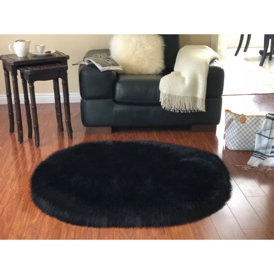 New ๐ Silver Orchid Nansen Faux Sheepskin Oval Shape Shag Area Rug Camel ๐ 9 New ๐ Silver Orchid Nansen Faux Sheepskin Oval Shape Shag Area Rug Camel ๐ - Image 7