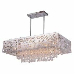 Hot Sale 🧨 Silver Orchid Quirk Chrome 12-light Rectangular Crystal Chandelier ❤️