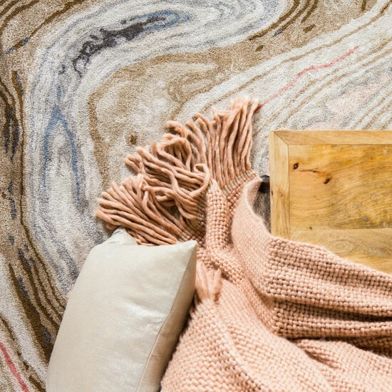 Top 10 đĽ Silver Orchid Leopoldi Handmade Abstract Area Rug Brown/red đ - Image 2