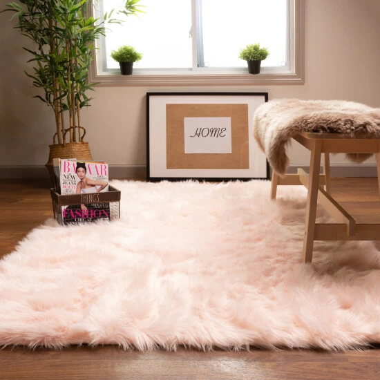 Budget đ Silver Orchid Parrott Faux Fur Sheepskin Area Rug Light Brown đ - Image 3