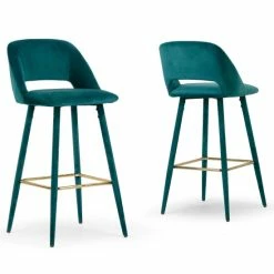 Brand new 😍 Silver Orchid Dempster Teal Velvet Barstool (Set Of 2) 🛒