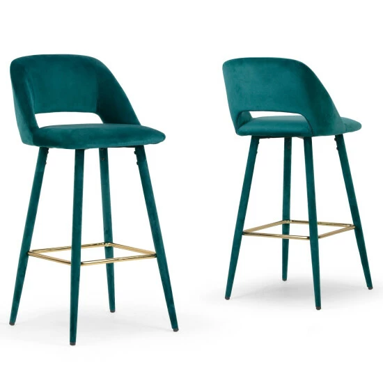 Brand new đ Silver Orchid Dempster Teal Velvet Barstool (Set Of 2) đ 3 Brand new đ Silver Orchid Dempster Teal Velvet Barstool (Set Of 2) đ