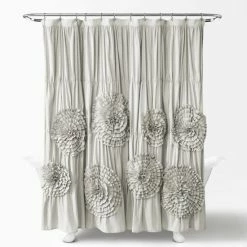 Flash Sale 👏 Silver Orchid Bara Ruffle Flower Trim Shower Curtain White ✔️ -Silver Orchid Shop unnamed file 2067