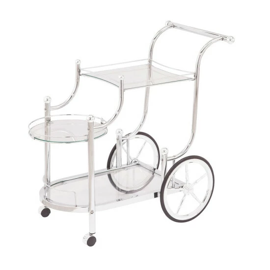 Wholesale ๐ Silver Orchid Olivia Chrome And Tempered Glass Serving Cart - 32.50" X 19.25" X 31.75" ๐ - Image 2