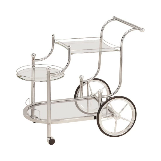 Wholesale ๐ Silver Orchid Olivia Chrome And Tempered Glass Serving Cart - 32.50" X 19.25" X 31.75" ๐ - Image 3
