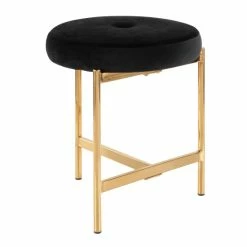Buy 👍 Silver Orchid Bellamy Vanity Stool With Velvet Seat Black/chrome ✔️