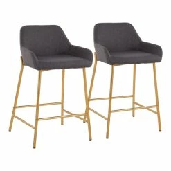 Flash Sale 🔥 Silver Orchid Galotti Gold Fixed-Height Upholstered Counter Stool - Set Of 2 Silver Velvet 🥰