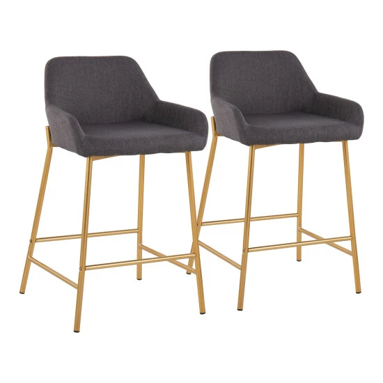 Flash Sale đ„ Silver Orchid Galotti Gold Fixed-Height Upholstered Counter Stool - Set Of 2 Silver Velvet đ„°