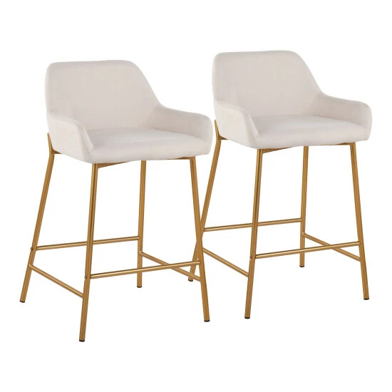 Flash Sale đ„ Silver Orchid Galotti Gold Fixed-Height Upholstered Counter Stool - Set Of 2 Silver Velvet đ„° - Image 2