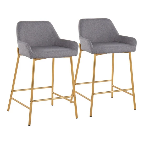 Flash Sale đ„ Silver Orchid Galotti Gold Fixed-Height Upholstered Counter Stool - Set Of 2 Silver Velvet đ„° - Image 3