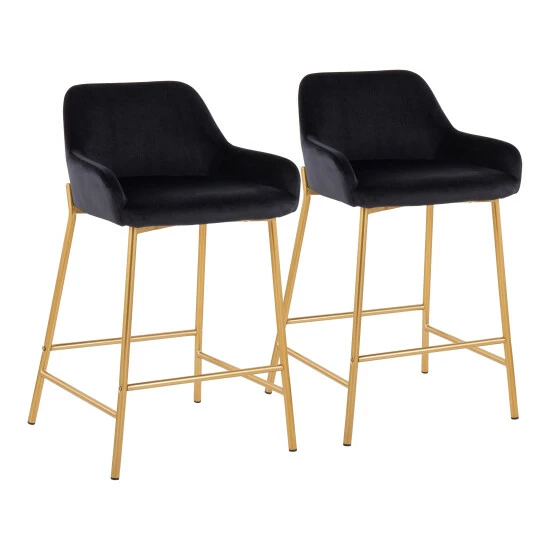 Flash Sale đ„ Silver Orchid Galotti Gold Fixed-Height Upholstered Counter Stool - Set Of 2 Silver Velvet đ„° - Image 7