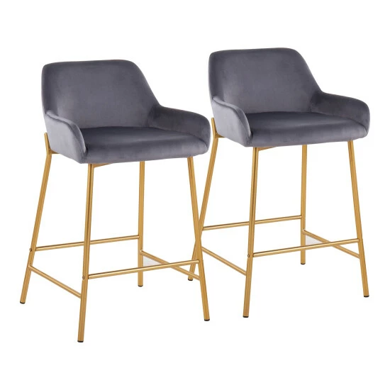 Flash Sale đ„ Silver Orchid Galotti Gold Fixed-Height Upholstered Counter Stool - Set Of 2 Silver Velvet đ„° - Image 8
