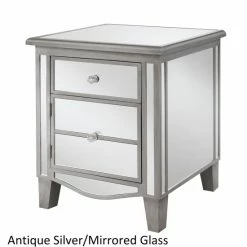 Buy 👍 Silver Orchid Talmadge Mirrored End Table With Drawer And Cabinet Antique Silver/mirrored Glass ✔️ -Silver Orchid Shop unnamed file 2133