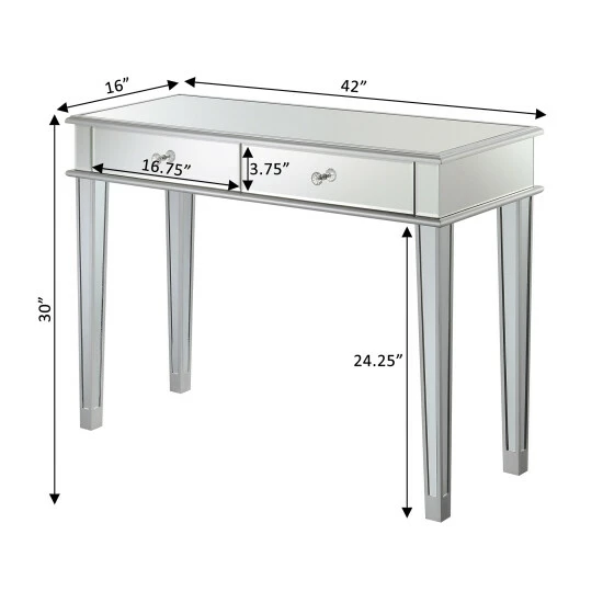 Cheap ✨ Silver Orchid Bertram Deluxe 2 Drawer Mirrored Desk/Console Table ⭐ - Image 3