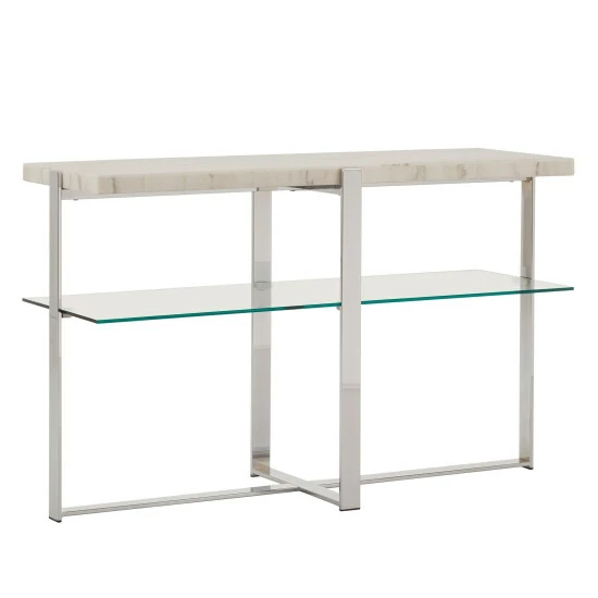 Cheapest đ Silver Orchid Bellamy Marble-top Chrome Framed Sofa Table đ - Image 3