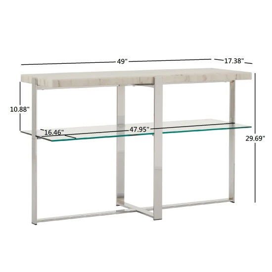 Cheapest đ Silver Orchid Bellamy Marble-top Chrome Framed Sofa Table đ - Image 7