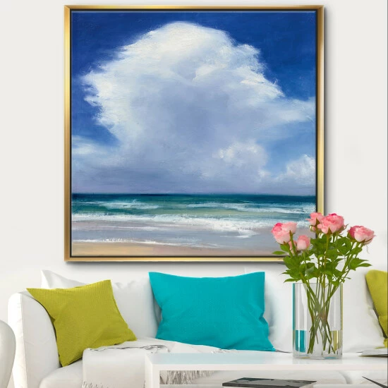 Coupon đ Silver Orchid 'Beach Clouds II' Coastal Landscape Framed Canvas đ - Image 3