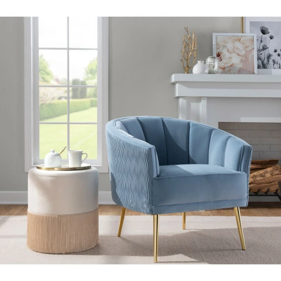 New đ Silver Orchid Randolf Pleated Waves Accent Chair â