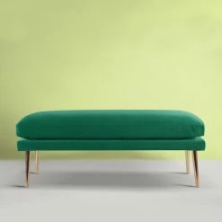 Best Pirce 👍 Silver Orchid Ellis Glam Velvet Entryway Bench Ultramarine Green - Velvet 🥰