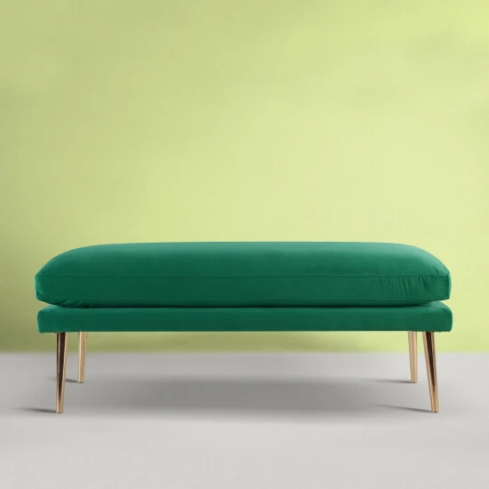 Best Pirce ๐ Silver Orchid Ellis Glam Velvet Entryway Bench Ultramarine Green - Velvet ๐ฅฐ