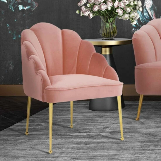 New ✨ Silver Orchid Zelenka Petite Blush Velvet Chair 🧨