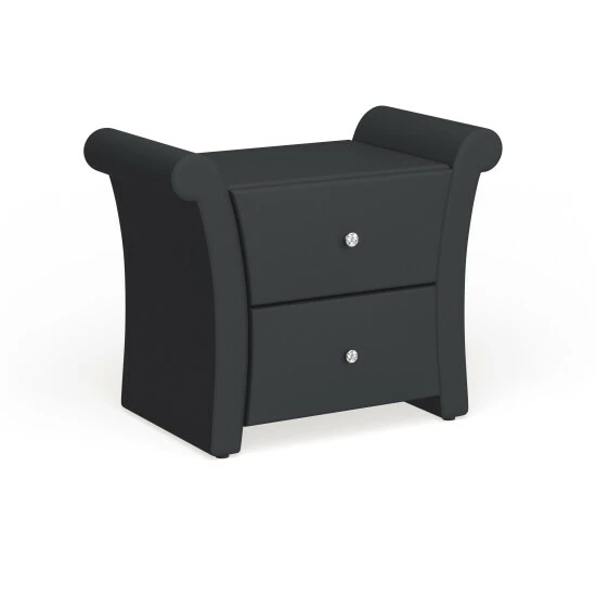 Budget đ Silver Orchid Dora Matte Black PU Leather 2-drawer Bedside Nightstand đ