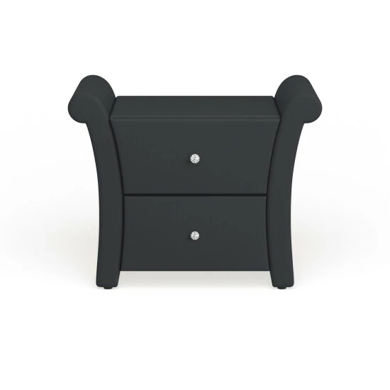Budget đ Silver Orchid Dora Matte Black PU Leather 2-drawer Bedside Nightstand đ - Image 2