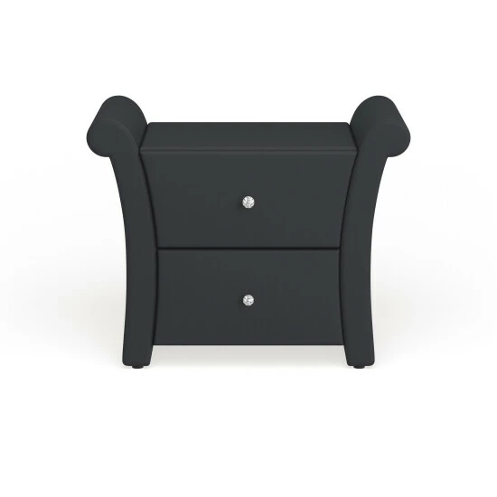 Budget đ Silver Orchid Dora Matte Black PU Leather 2-drawer Bedside Nightstand đ - Image 7