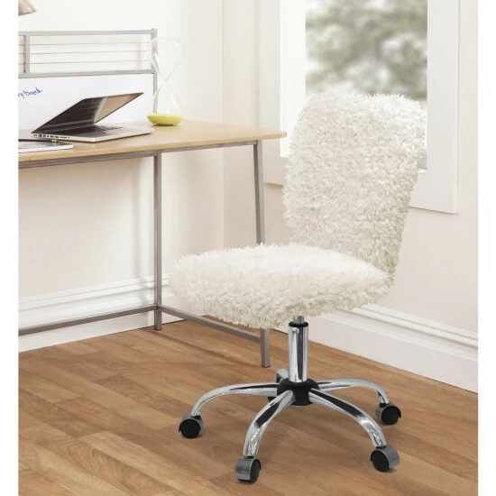 Wholesale ๐ Silver Orchid Kelly Faux Fur Task Chair Antique White โจ