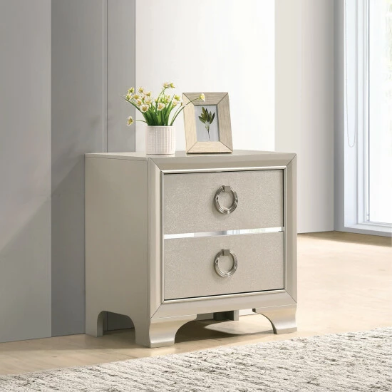 Best deal ๐ฅ Silver Orchid Anderson Metallic Sterling 2-drawer Nightstand ๐