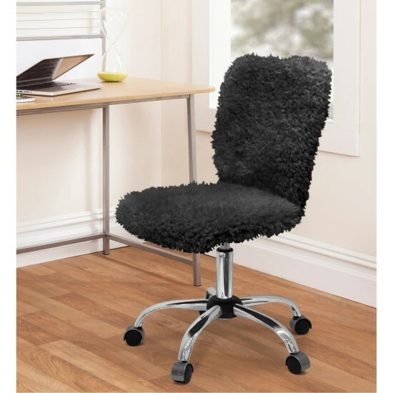 Wholesale ๐ Silver Orchid Kelly Faux Fur Task Chair Antique White โจ - Image 2