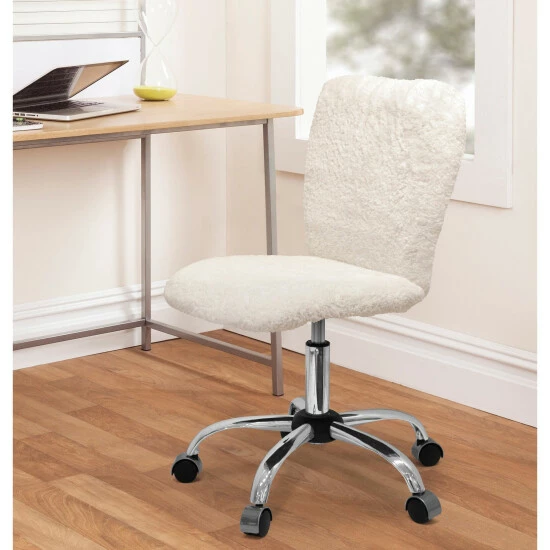 Wholesale ๐ Silver Orchid Kelly Faux Fur Task Chair Antique White โจ - Image 4
