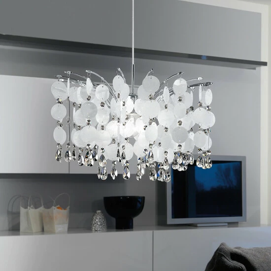 New ๐ฅฐ Eglo Silver Orchid Pickford Chrome 1-light 100-watt Chandelier โ 3 New ๐ฅฐ Eglo Silver Orchid Pickford Chrome 1-light 100-watt Chandelier โ