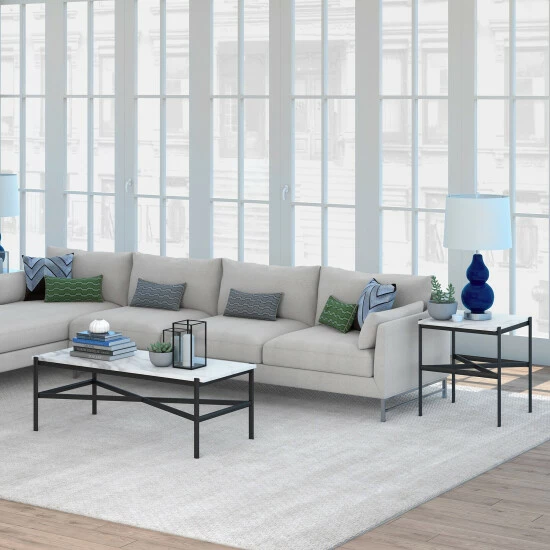 Best Sale ๐ Silver Orchid Fryland Bronze/ Faux Marble Side Table ๐ฏ - Image 3