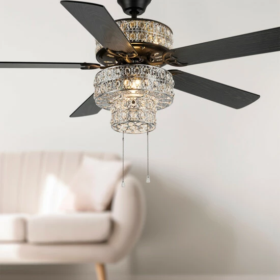 Hot Sale đ Silver Orchid March Silver Punched Metal And Clear Crystal Ceiling Fan - 52"L X 52"W X 21"H - 52"L X 52"W X 21"H đ 5 Hot Sale đ Silver Orchid March Silver Punched Metal And Clear Crystal Ceiling Fan - 52"L X 52"W X 21"H - 52"L X 52"W X 21"H đ - Image 3