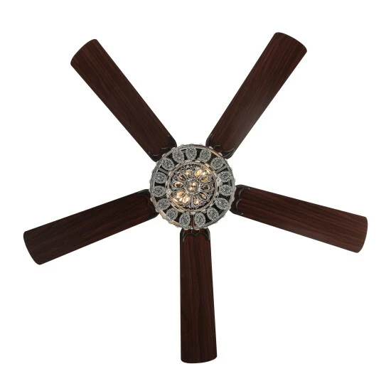 Hot Sale đ Silver Orchid March Silver Punched Metal And Clear Crystal Ceiling Fan - 52"L X 52"W X 21"H - 52"L X 52"W X 21"H đ 6 Hot Sale đ Silver Orchid March Silver Punched Metal And Clear Crystal Ceiling Fan - 52"L X 52"W X 21"H - 52"L X 52"W X 21"H đ - Image 4