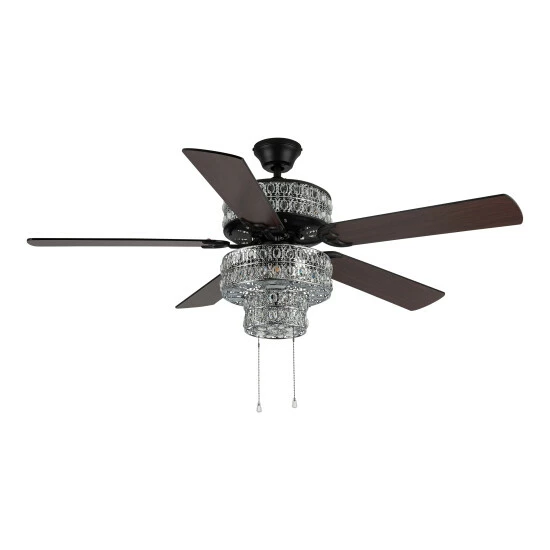 Hot Sale đ Silver Orchid March Silver Punched Metal And Clear Crystal Ceiling Fan - 52"L X 52"W X 21"H - 52"L X 52"W X 21"H đ 8 Hot Sale đ Silver Orchid March Silver Punched Metal And Clear Crystal Ceiling Fan - 52"L X 52"W X 21"H - 52"L X 52"W X 21"H đ - Image 6