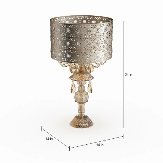 Buy đ Silver Orchid White Champagne Glass And Metal Table Lamp - 13.875"L X 13.875"W X 24"H đ 4 Buy đ Silver Orchid White Champagne Glass And Metal Table Lamp - 13.875"L X 13.875"W X 24"H đ - Image 2