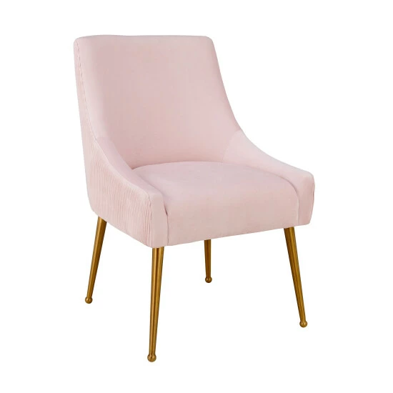 Best Sale đ Silver Orchid Basquette Pleated Blush Velvet Side Chair đ - Image 2