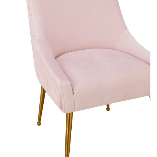 Best Sale đ Silver Orchid Basquette Pleated Blush Velvet Side Chair đ - Image 3