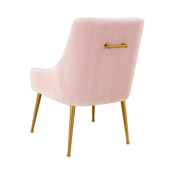 Best Sale đ Silver Orchid Basquette Pleated Blush Velvet Side Chair đ - Image 4